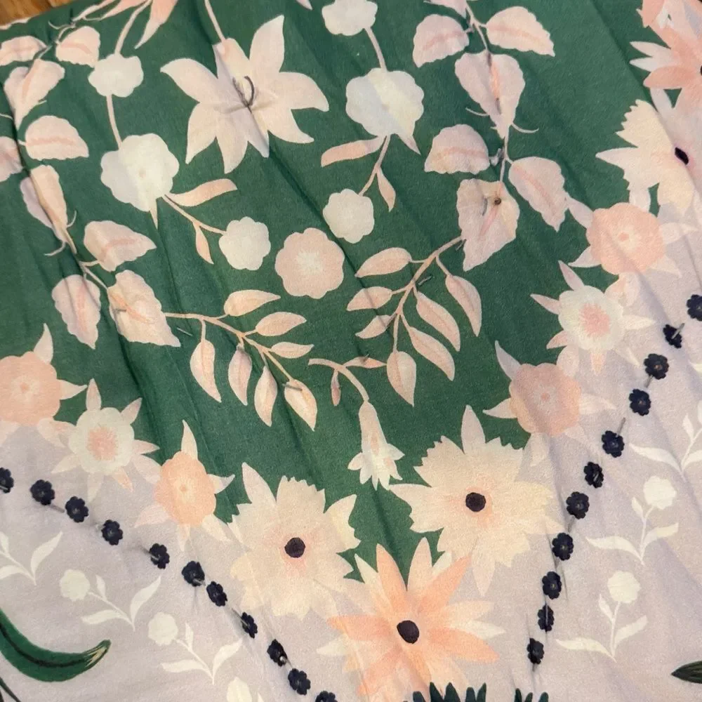 Anthropologie Theodora Cotton Floral Printed Quilt